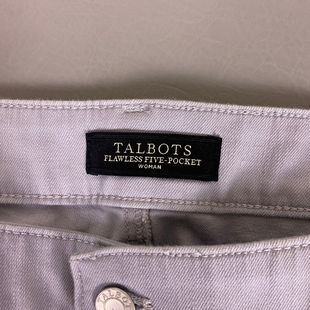 Talbots Flawless Five-Pocket Boyfriend Pants 14W Light Gray Cotton Lyocell - Picture 2 of 12